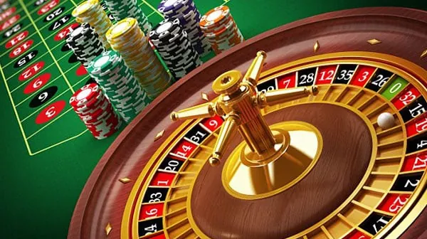 Blackjack table with cards and chips